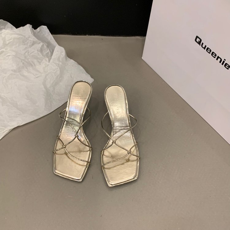 Giày Cao Gót 7CM Da PU Bóng Mũi Vuông Phong Cách Roman Cao Cấp