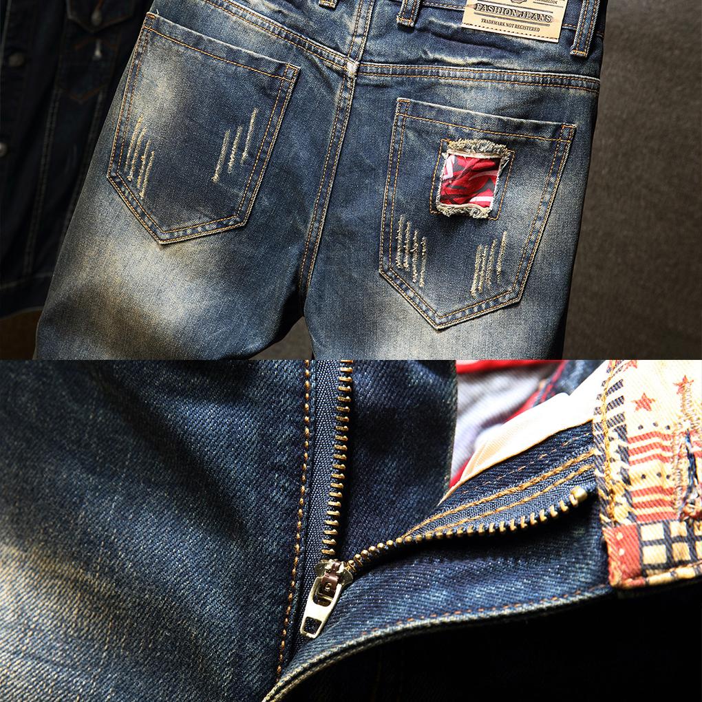 Quần Short Denim Cotton Dáng Rộng Phối Khóa Kéo Rách Thời Trang Mùa Hè Cho Nam