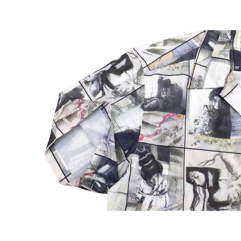 Wa-cko8 MA-RIA8- Geisha Áo Sơ Mi In Mực Vẽ Araki Seiyoshi Hawaii Cổ Điển Thời Trang Cho Nam Và Nữ