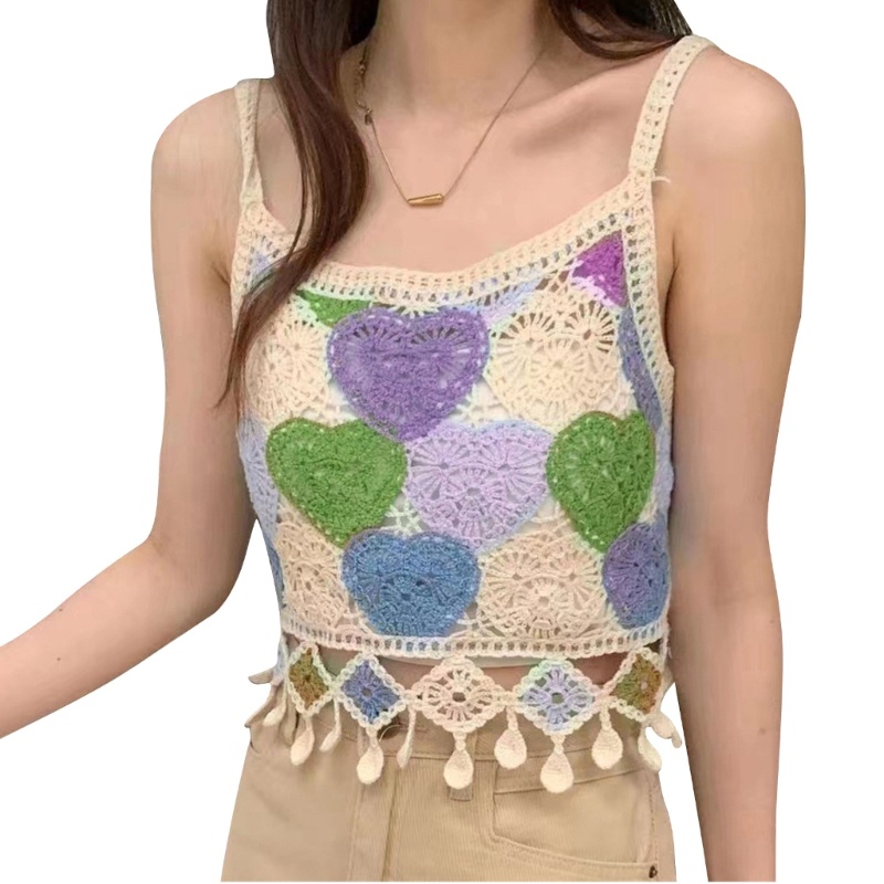 Áo Croptop Dệt Kim Hai Dây Gợi Cảm Cho Nữ