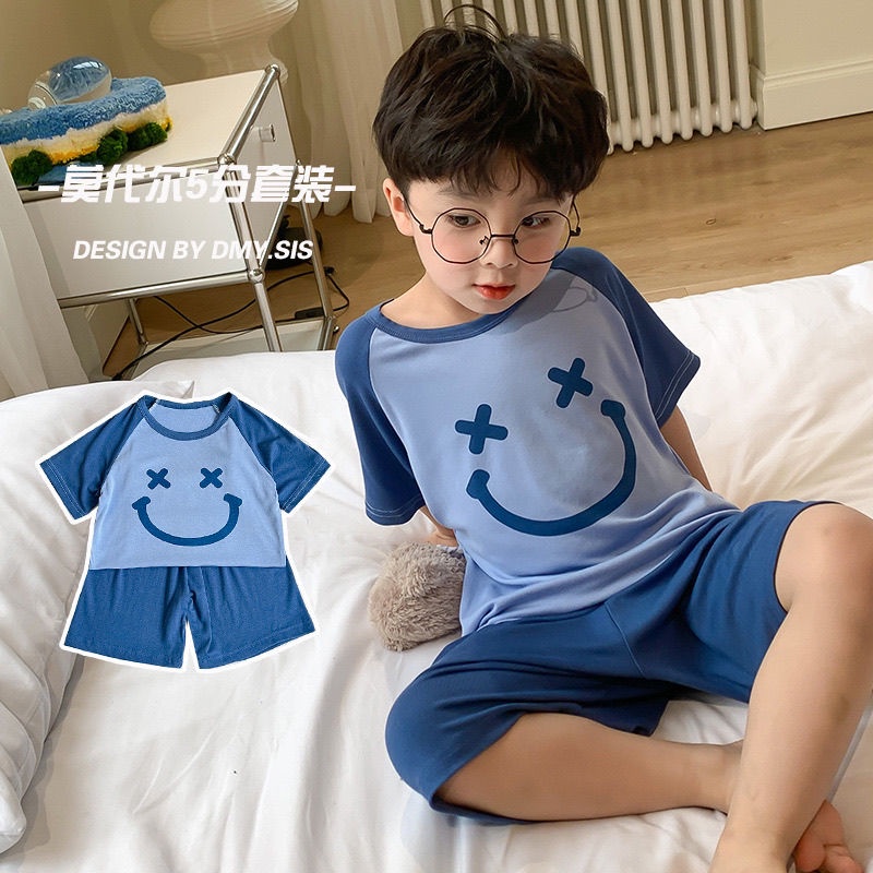 Hàng Mới Về Bộ Đồ Ngủ Tay Ngắn Bằng Lụa Mỏng Thoáng Khí Thoải Mái Thời Trang Mùa Hè Cho Bé Trai Và Gái