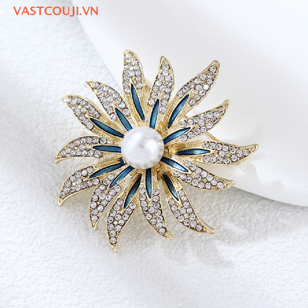 Ghim Cài Áo Hình Hoa Hướng Dương Đính Ngọc Trai Giả Thời Trang Cho Nữ