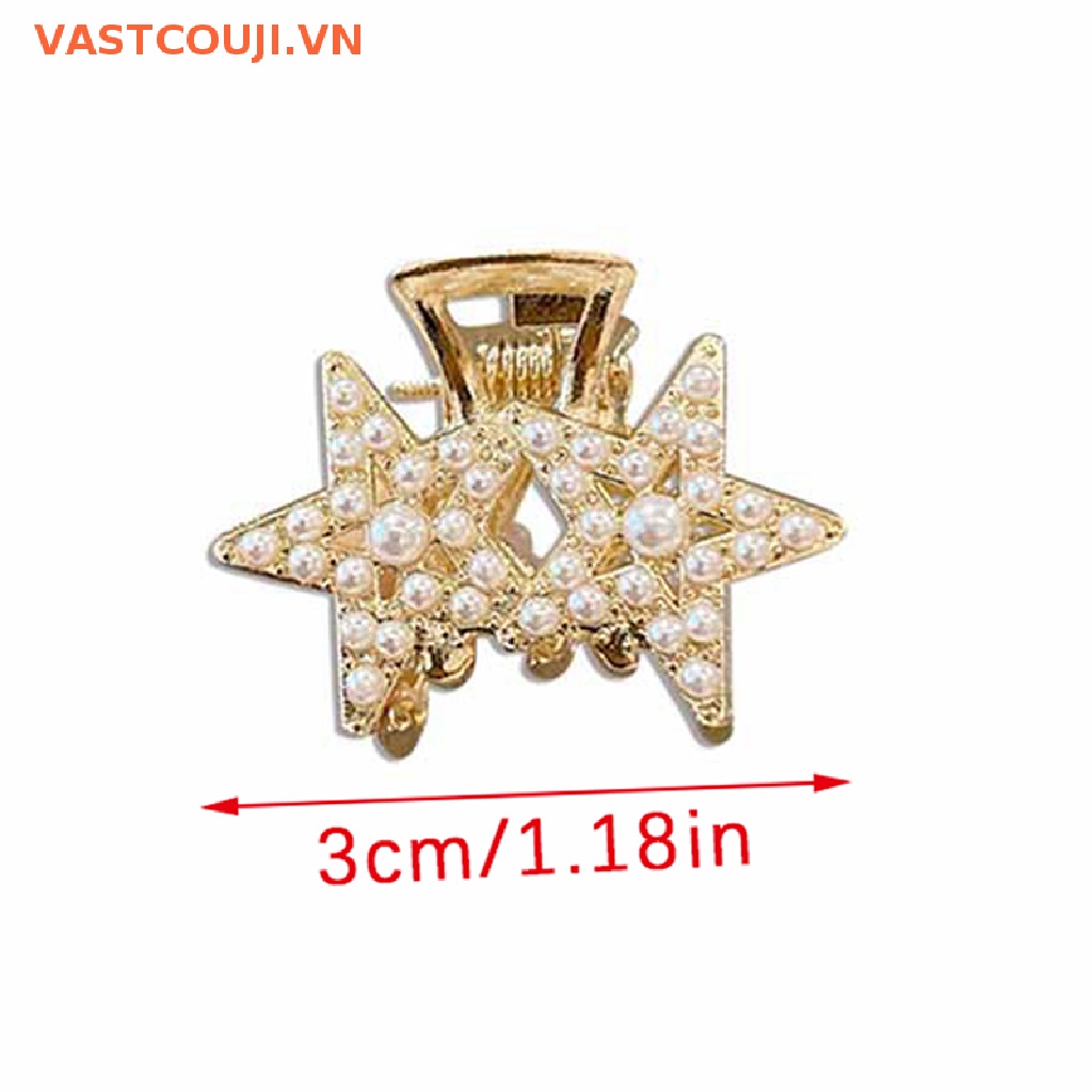 Kẹp Tóc Càng Cua Mini Đính Đá Ngọc Trai Phong Cách Retro Cho Nữ