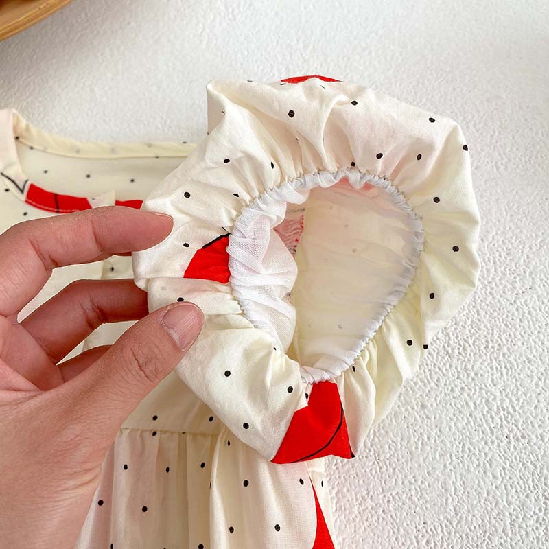 Áo Liền Quần Chấm Bi Đỏ Thời Trang Cho Bé Gái Từ 0-24 Tháng Tuổi