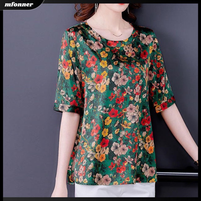 Áo Thun Tay Ngắn Dáng Rộng In Họa Tiết Hoa Đơn Giản Thời Trang Cho Nữ