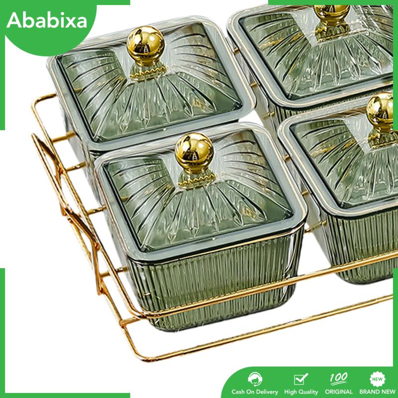 [Ababixa] Khay Phục Vụ Đựng Thức Ăn Khô / Trái Cây / Đồ Ăn Vặt Chia Ngăn Đa Năng Có Nắp Đậy Cho Nhà Ở
