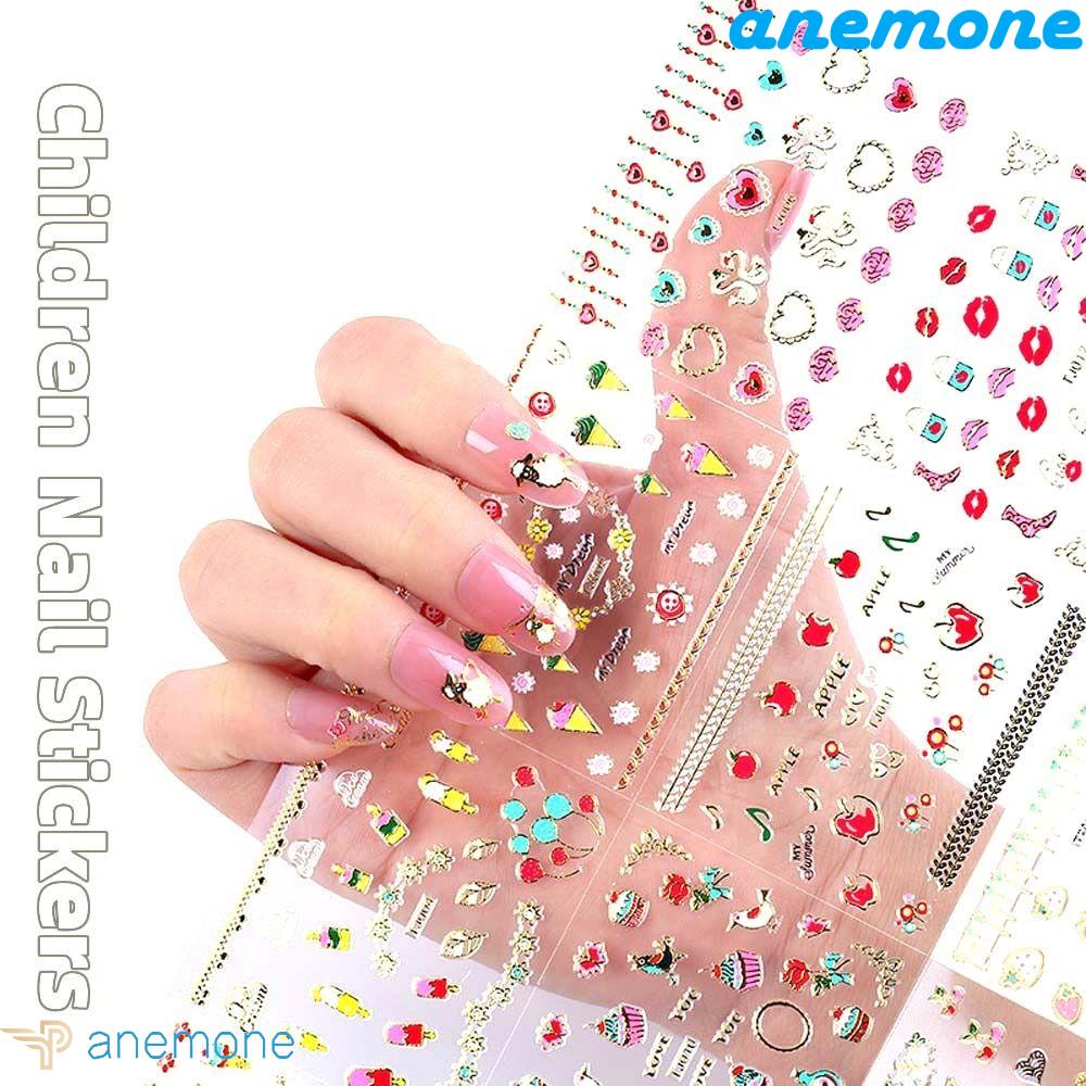 Set 30 Miếng Dán Móng Tay Tự Dính Hình Trái Tim Màu Đồng Dành Cho Trẻ Em