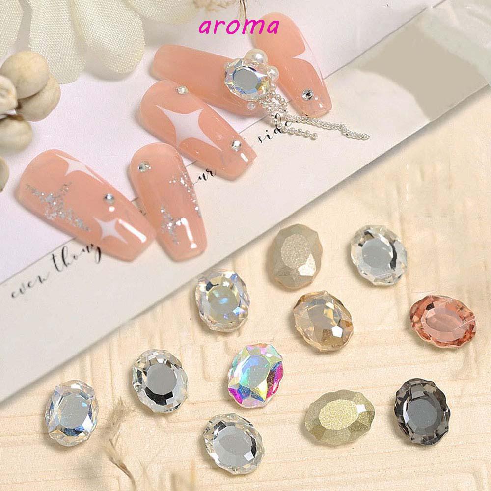 Phụ Kiện Trang Trí Móng Tay Hình Oval Bằng Kính Lấp Lánh DIY