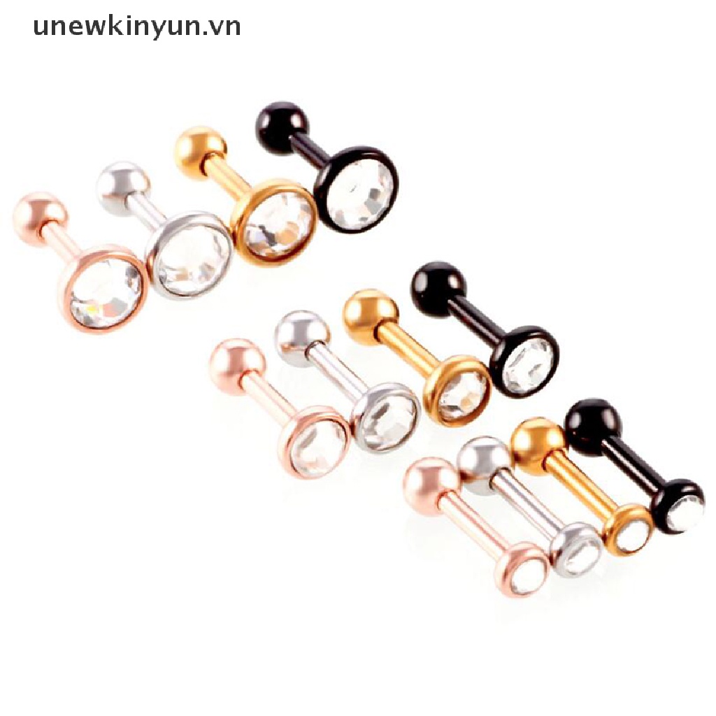 Set 3 Khuyên Tai 16G Đính Đá Thời Trang