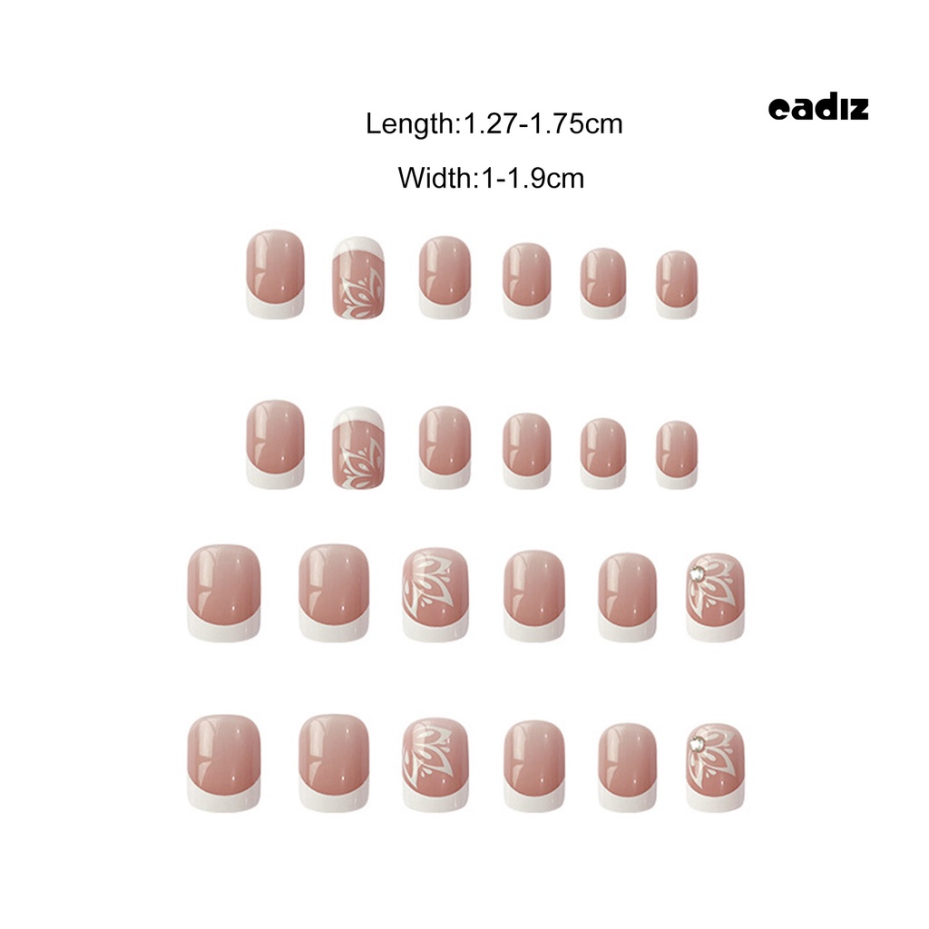 1 Bộ Móng Tay Giả Che Phủ Toàn Diện Kèm Keo Dán DIY Phong Cách Pháp Cho Salon