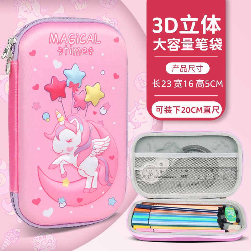 Túi Đựng Bút Bằng EVA + Cotton Họa Tiết Kỳ Lân 3D Dễ Thương Ốp