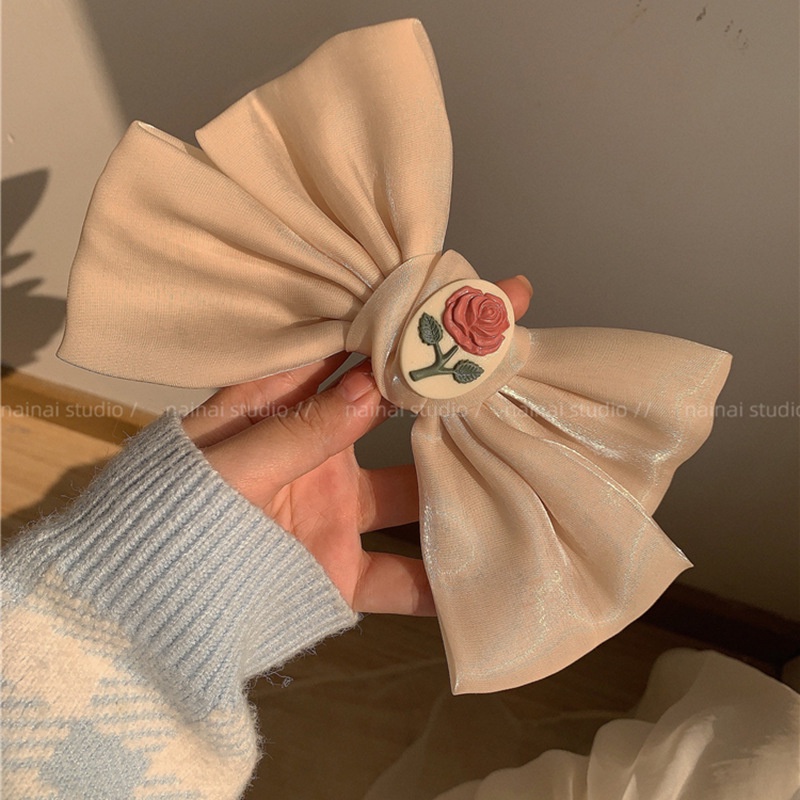 Kẹp Tóc Hình Nơ Hoa Hồng Nhỏ Xinh Xắn Phong Cách Retro