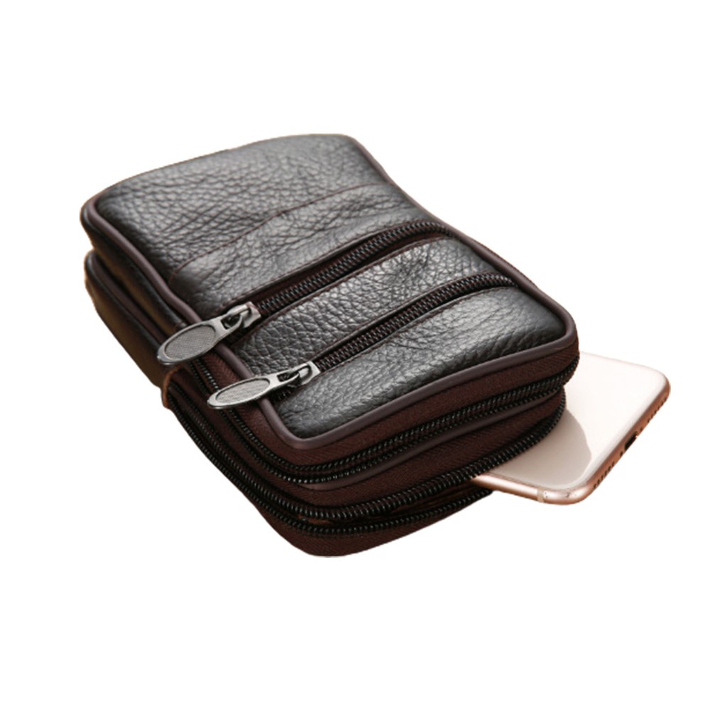 Túi Da PU Đeo Hông Đựng Điện Thoại / Thẻ Có Khóa Kéo Phong Cách Retro Cho Nam Giá Đỡ