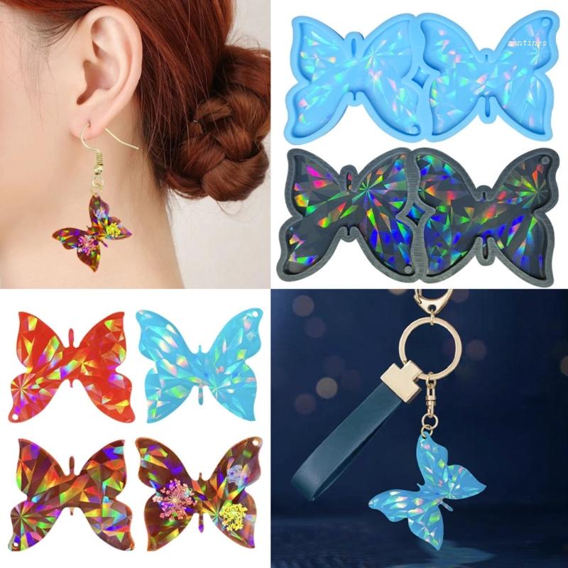 Khuôn Silicone Làm Mặt Dây Chuyền / Bông Tai / Móc Khóa Hình Bướm Ánh Sáng