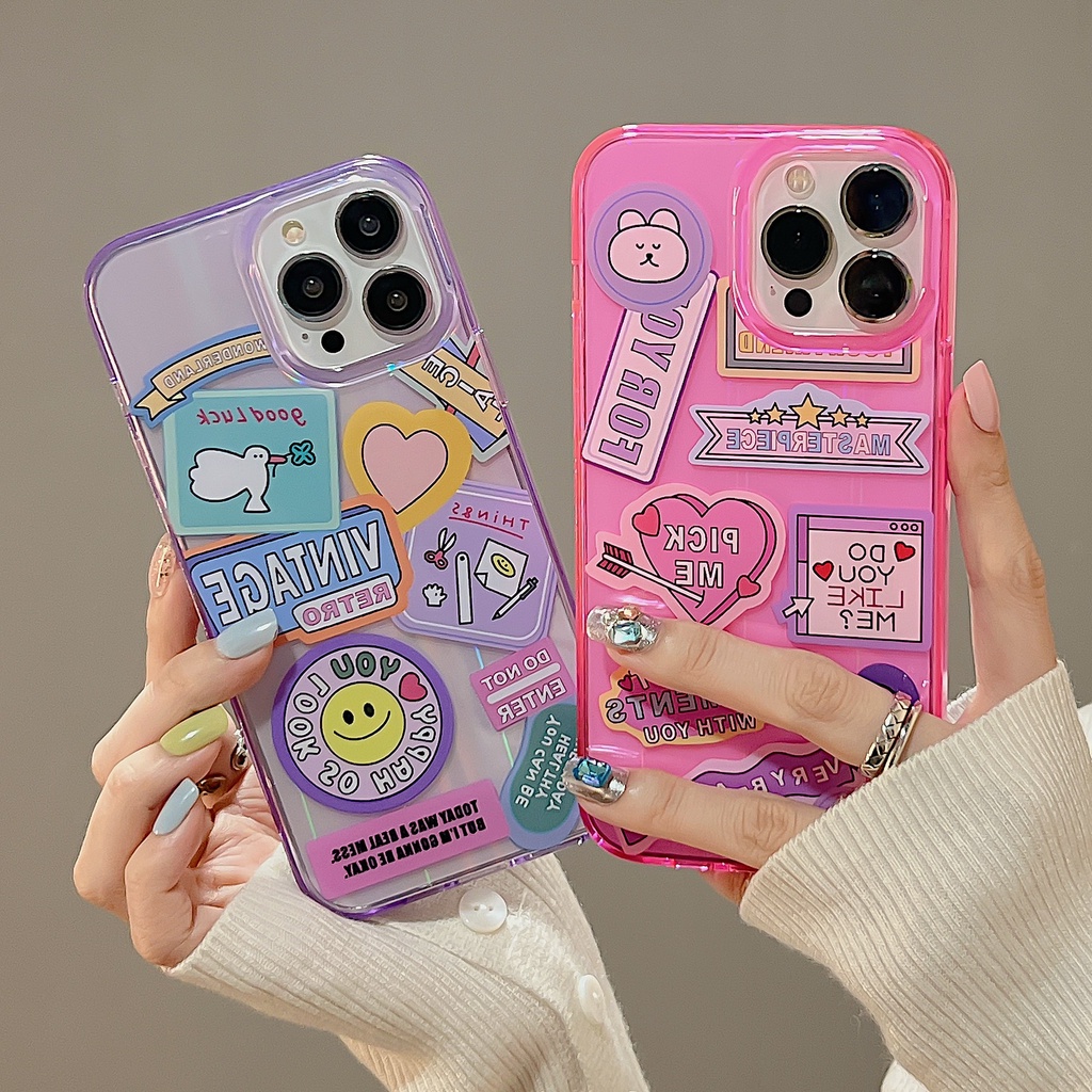 Ốp Điện Thoại tpu Dẻo Trong Suốt Họa Tiết Hoạt Hình Đơn Giản Chống Rơi / Sốc Cho iPhone 11 12 13 14 PRO Max