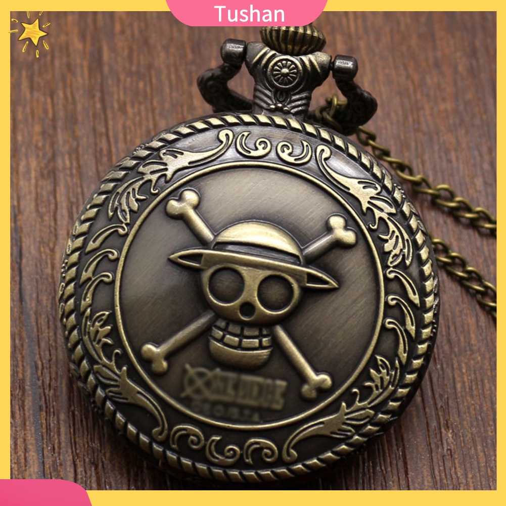 Vòng cổ Mặt Đồng Hồ Bỏ Túi Hình Đầu Lâu Bằng Đồng Phong Cách Vintage