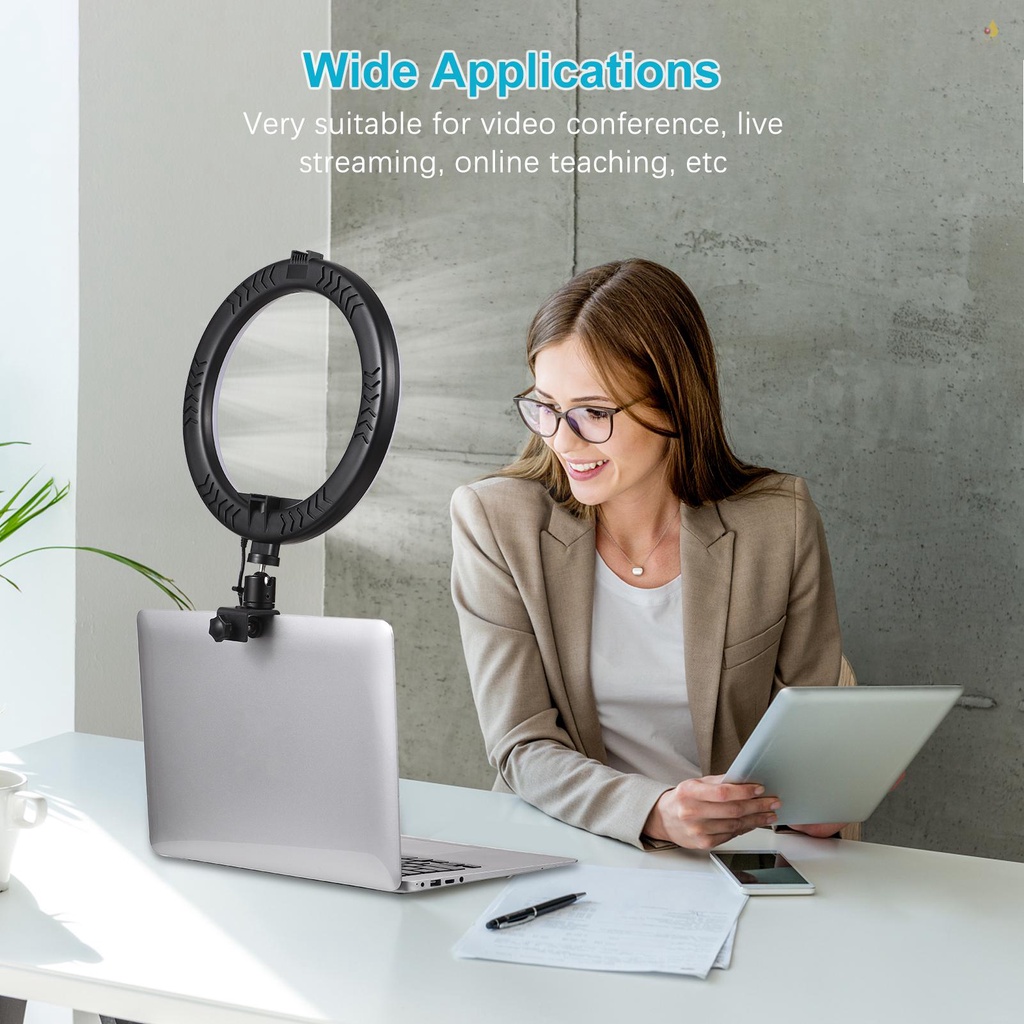 Vòng Đèn LED 10 Inch 3 Chế Độ Sáng 11 Cấp Độ Kèm Kẹp Tùy Chỉnh Kèm Sạc USB Chuyên Dụng Cho Live Streaming Online