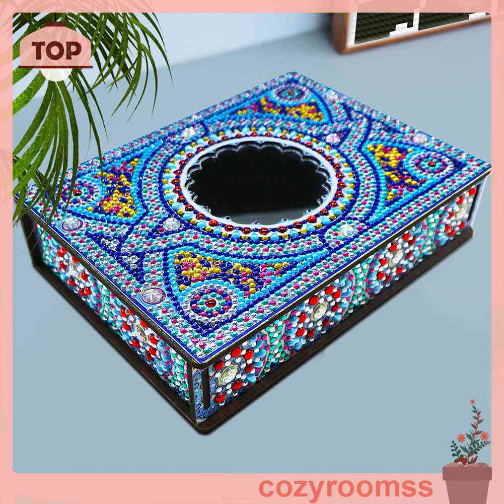 Hộp Đựng Trang Sức Đính Đá Họa Tiết Mandala Độc Đáo DIY