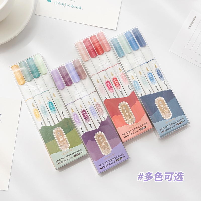 Set 4 Bút Đánh Dấu Hai Đầu Nhiều Màu Sắc