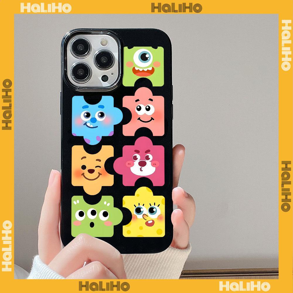 Case for iPhone 11 Soft TPU Glossy Black Candy Case Cute Creative Puzzles Camera Protection Shockproof For iPhone 14 13 12 11 Pro Max 7 8 Plus X XR