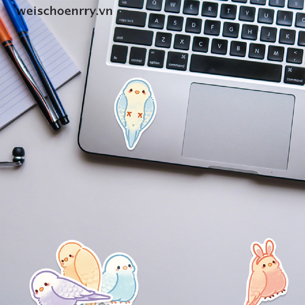 Bộ 40 Sticker Họa Tiết Chim Vẹt Hoạt Hình Nhiều Màu Sắc Trang Trí Laptop DIY