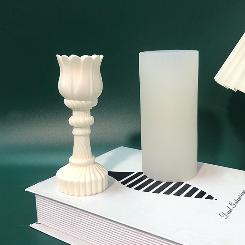 Khuôn silicone Làm Giá Đỡ Đèn Cầy Hình Hoa tulip Kiểu Hàn Quốc Độc Đáo diy