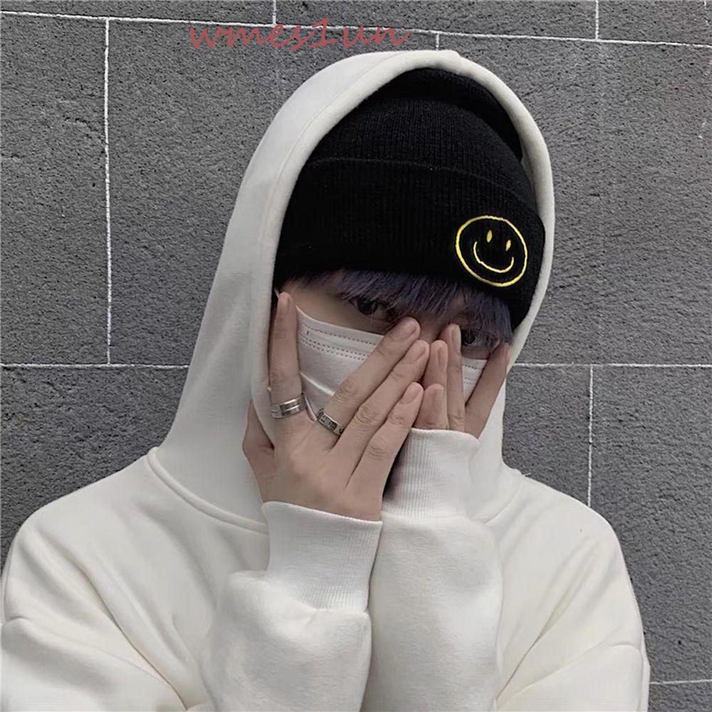 Mũ Len Beanie Họa Tiết Mặt Cười Đơn Giản Thời Trang Mùa Thu WMES15H Cho Nam Và Nữ