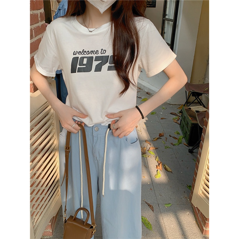 Áo Thun Tay Ngắn Cổ Tròn Dáng Rộng In Họa Tiết Thời Trang Mùa Hè