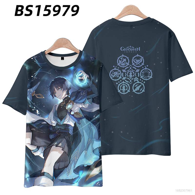 Áo Thun Tay Ngắn In Hình 3D YYDS Genshin Va Chạm Wandererer Thời Trang Unisex Plus