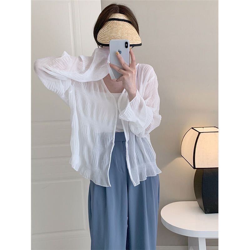 Áo Khoác Cardigan Chống Nắng Dài Tay Cổ Chữ V Thiết Kế Mỏng Thời Trang Mùa Hè Theo Phong Cách Hàn Quốc Mới Cho Nữ