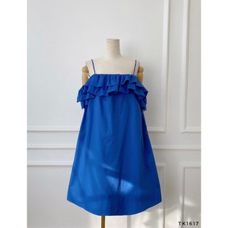 Đầm babydoll 2 dây bèo tầng dáng suông xòe rực rỡ đi biển