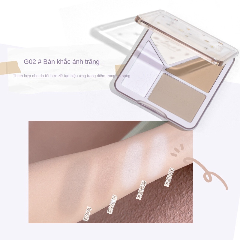 Bảng Phấn Bắt Sáng gogotales Bốn Màu Sắc Tông Lì Làm Sáng Da