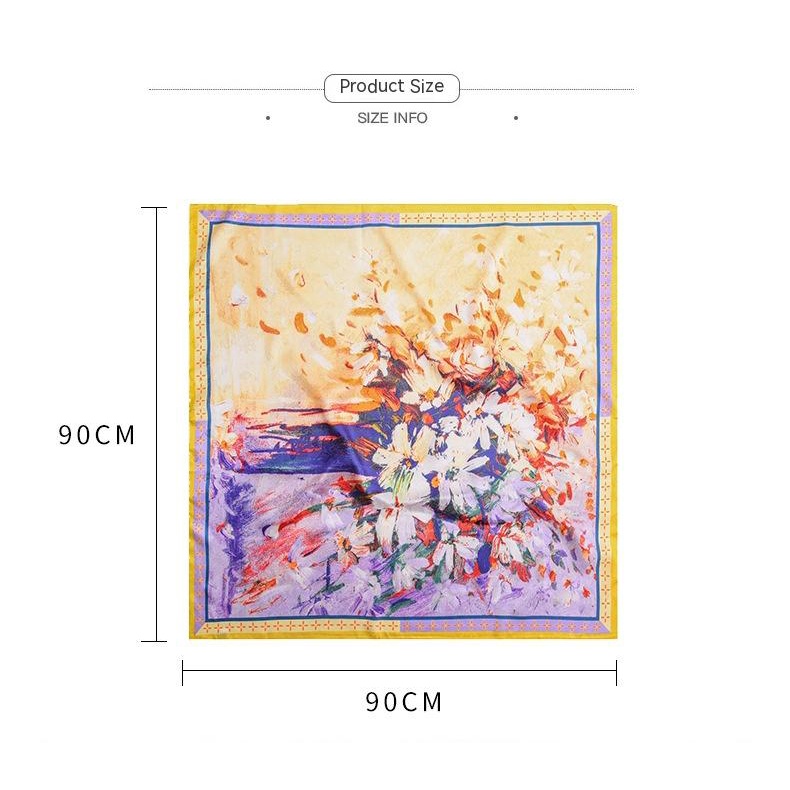 Khăn Quàng Cổ Hình Vuông Bằng Lụa In Họa Tiết Phong Cách Pháp Thời Trang Mùa Xuân 2023 Kích Thước 90 * 90cm