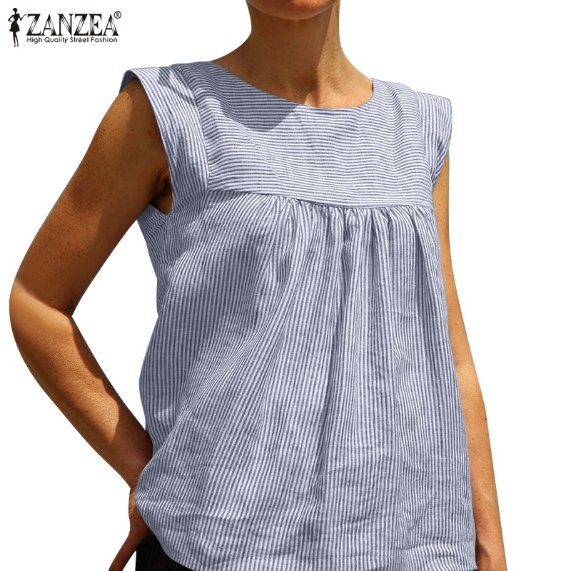 Zanzea Áo Tank Top Không Tay Họa Tiết Sọc Thời Trang Dành Cho Nữ