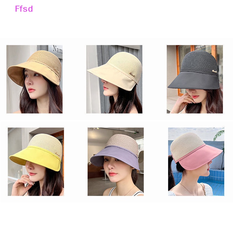 Mũ Cói Rộng Vành Chống Nắng / Tia UV Thoáng Khí Nhỏ Gọn Thời Trang Đi Biển Mùa Hè Cho Nữ