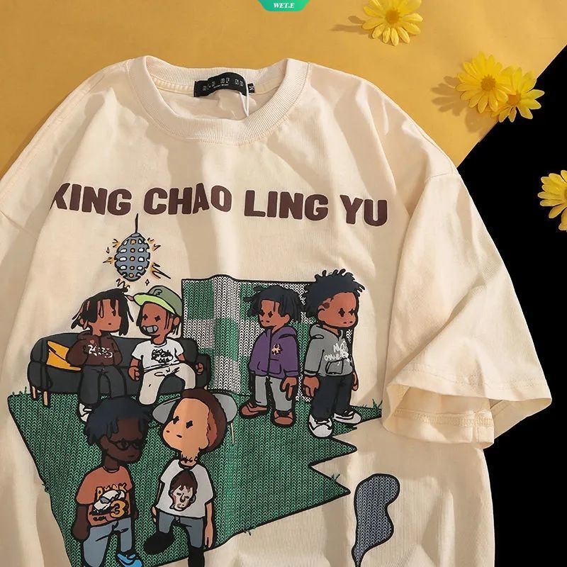 Áo Thun Ngắn Tay In Họa Tiết Hoạt Hình Đơn Giản Theo Phong Cách Mùa Hè Hàn Quốc 2023