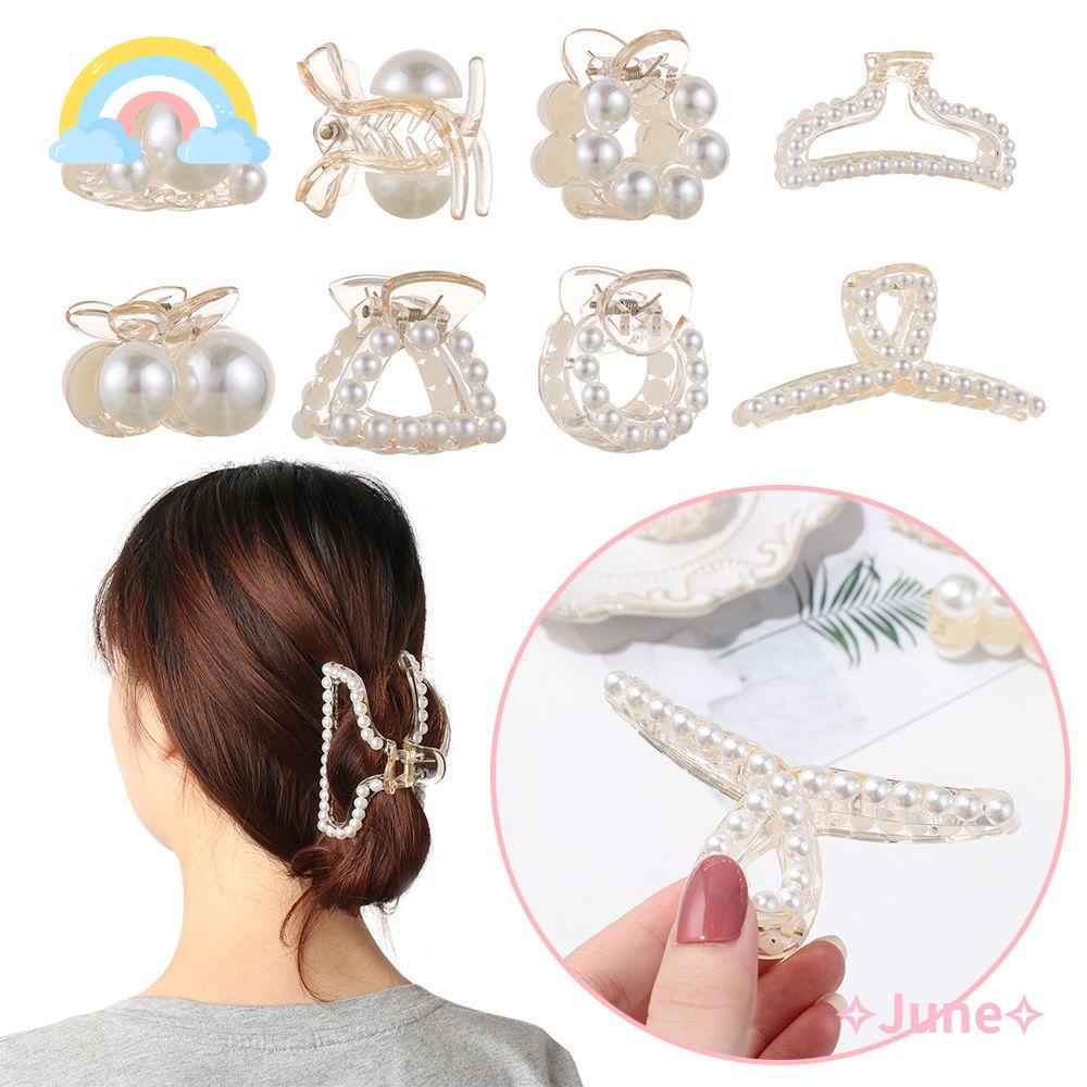 Kẹp Tóc Càng Cua Đính Ngọc Trai Nhân Tạo Thời Trang Dành Cho Nữ