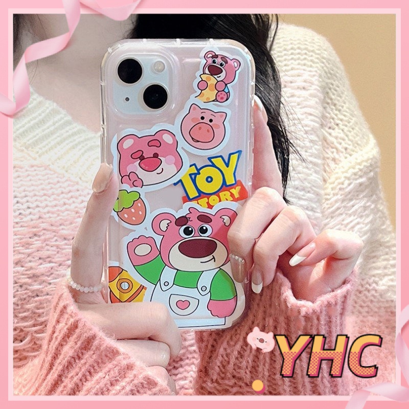 Ốp Lưng iPhone Hoạt hình Strawberry Bear Buzz Lightyear, túi khí giảm chấn, vỏ mềm silica gel chống rơi Cho Iphone 6 / 6S / 6splus / se / 7 / 7plus / 8 / 8plus / X / xs / xsmax / 11 / 12 / 13 / 14 / Plus / pro max-725