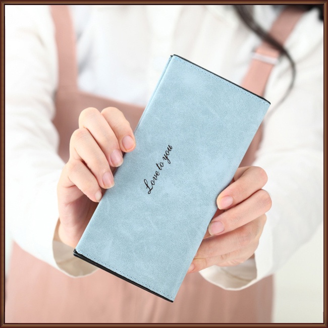 Ví Mỏng Bề Mặt Nhám Có Nhiều Ngăn Đựng Thẻ Dành Cho Nữ Sinh