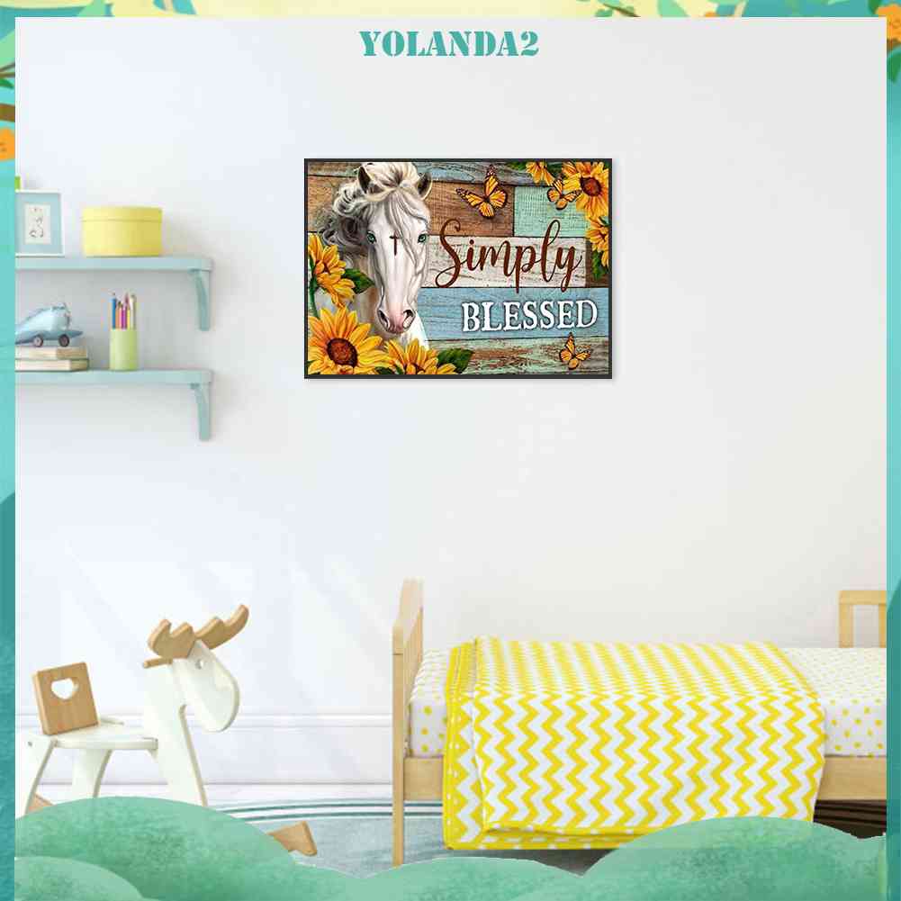 Tranh Đính Đá Kim Cương Toàn Bộ 5D DIY Hình Vẽ Hoa Hướng Dương Ngựa