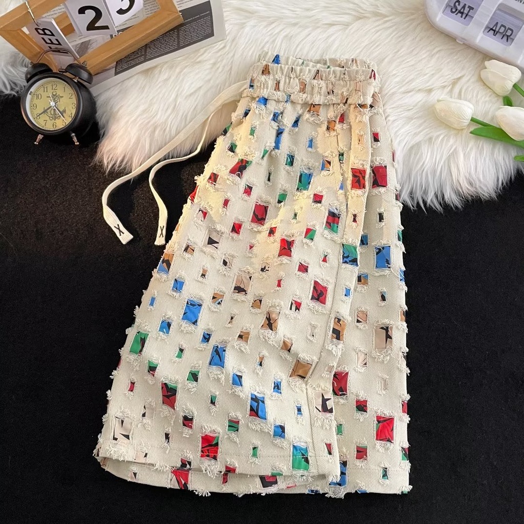 Quần Short Rách Dáng Rộng Phong Cách Đường Phố Mỹ Thời Trang Mùa Hè Cho Nam