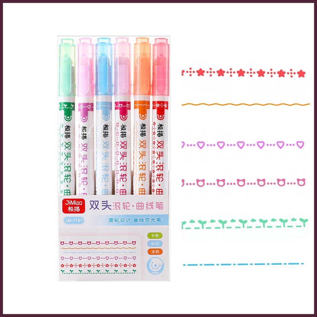 Set 6 Bút Lông Hai Đầu Ngòi Mảnh Vẽ Đường Nét Mảnh Dành Cho Tạp Chí Khảm Đá