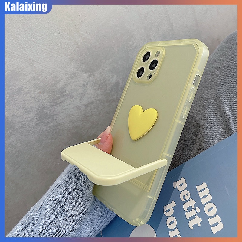 Ốp Điện Thoại Cứng Trong Suốt Có Giá Đỡ Hình Trái Tim Cho iPhone 14 Pro Max 13 Pro Max 7Plus 8Plus