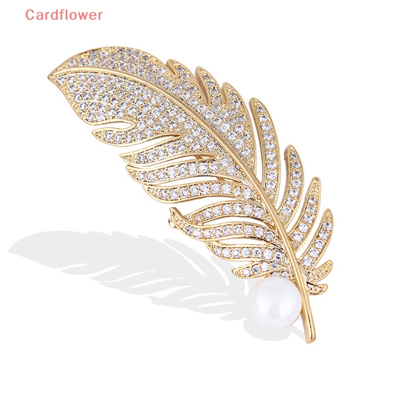 Ghim Cài Áo Hình Lông Vũ Đính Ngọc Trai Nhân Tạo Thời Trang Mới