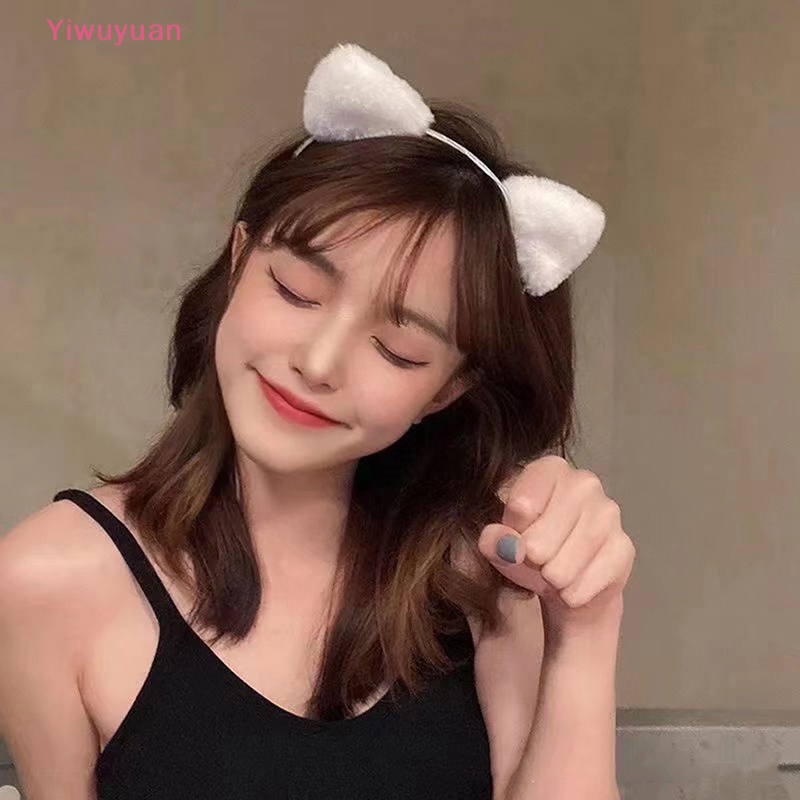 Băng Đô Tai Mèo Nhồi Bông Dễ Thương Dùng Hóa Trang / Rửa Mặt