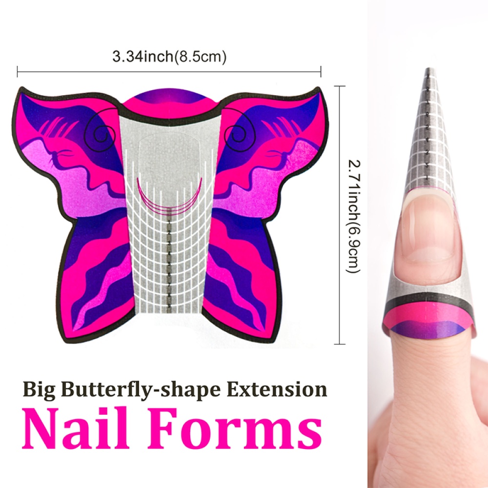 Set 100 Miếng Dán Nối Dài Móng Acrylic Tự Dính Họa Tiết Bướm R3Y6 DIY