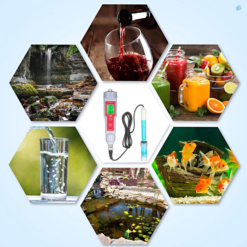 Bút Thử Điện pH 2 Trong 1 Độ Chính Xác Cao Có Màn Hình LCD Hiển Thị