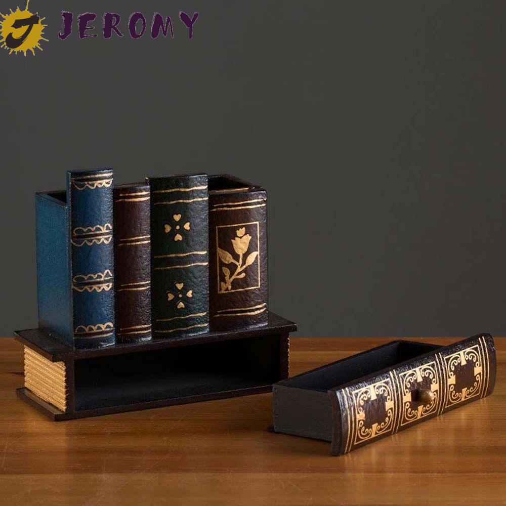 Hộp Đựng Bút Bằng Gỗ Hình Cuốn Sách Cổ Điển Đa Năng Tiện Dụng Cho Gia Đình / Văn Phòng Ốp