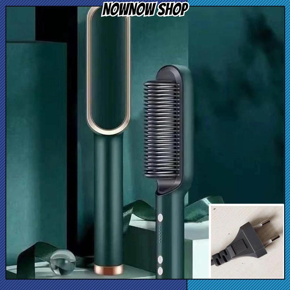 NOWNOW SHOP Lược Điện Ngăn Ngừa Bỏng Có Thể Điều Chỉnh Tự Động Ion Âm Tóc Uốn Bàn Chải Phích Cắm Châu Âu