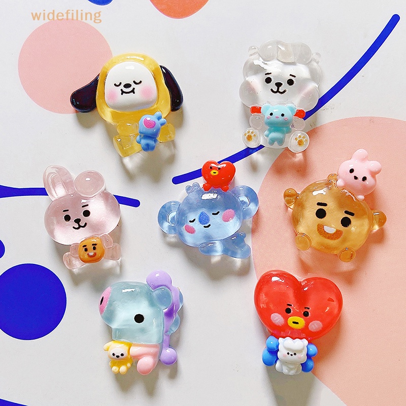 Set 10 Phụ Kiện Kẹp Tóc Bằng Nhựa Trong Suốt Hình Bt21 Dễ Thương DIY